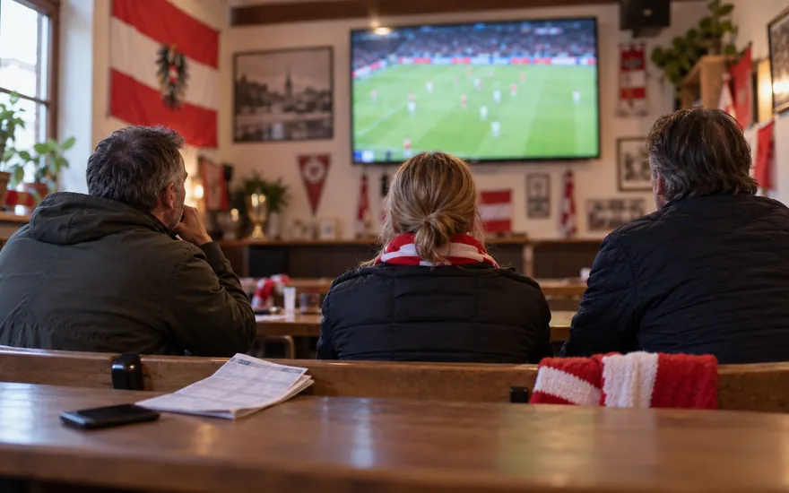 Sportwetten: Wettschein und Sportumgebung in einer fiktiven österreichischen Umgebung
